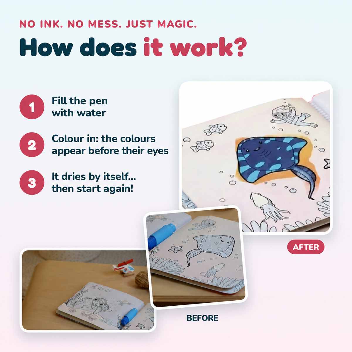 KIDDUC magic water colouring book